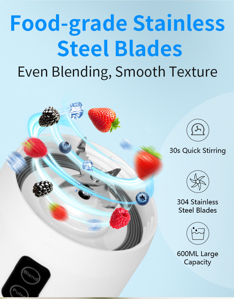 Taşınabilir blender, USB şarjlı, kablosuz sıkacak bardak