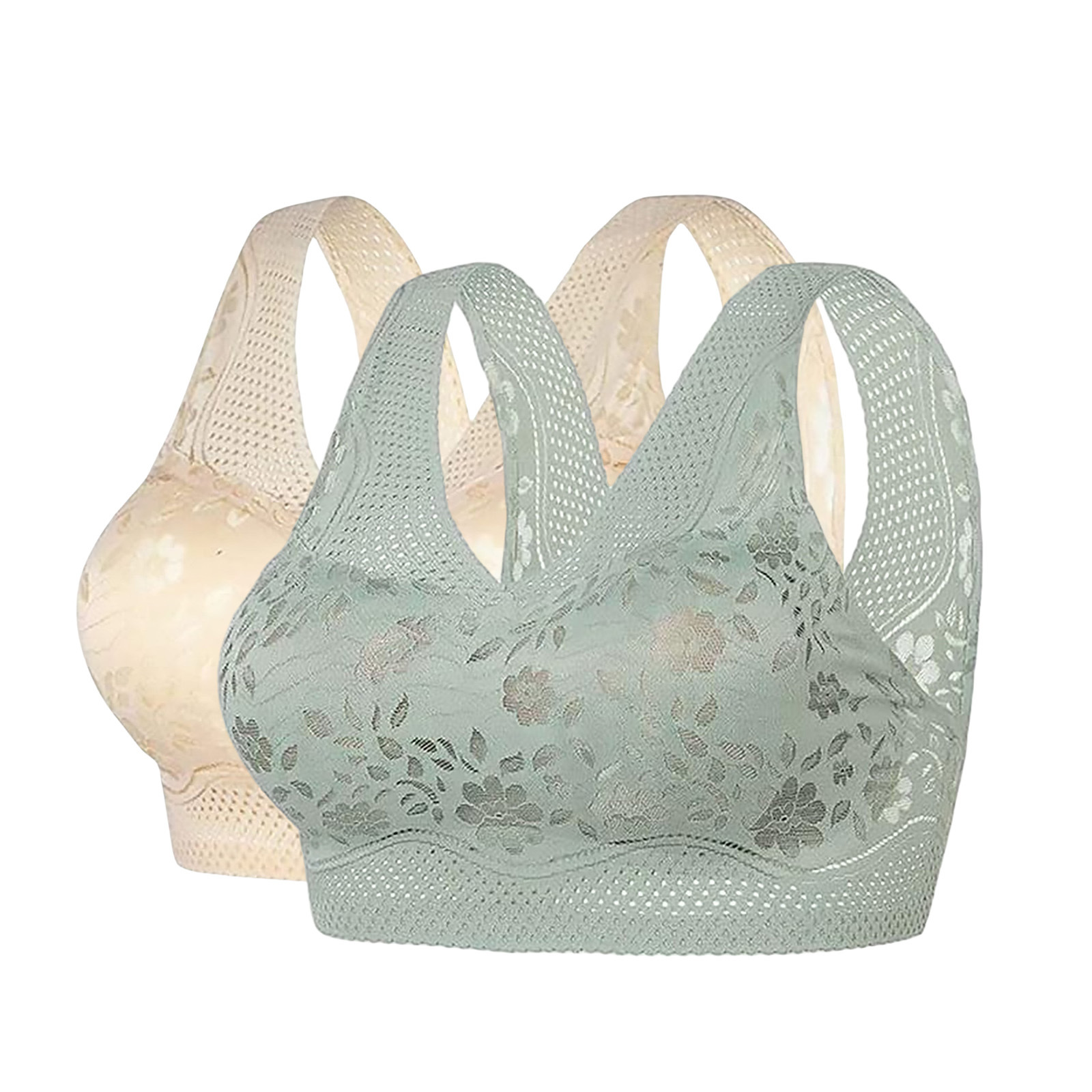 Estilo explosivo transfronterizo, ropa interior sin costuras, sujetador sin anillo de acero para mujer, sujetador fruncido, encaje sexy, espalda, pecho envuelto, chaleco de talla grande