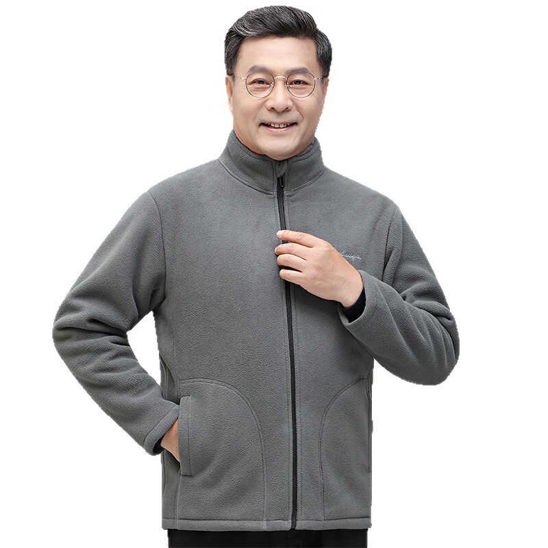 Middle-Aged and Elderly Men's Clothing, Dad's Winter Jacket, Fleece-Lined and Thickened, Polar Fleece, Spring and Autumn Fleece Sweatshirt, Grandpa's Clothing Middle-Aged and Elderly Men's Clothing, Dad's Winter Jacket, Fleece-Lined and Thickened, Polar Fleece, Spring and Autumn Fleece Sweatshirt, Grandpa's Clothing
