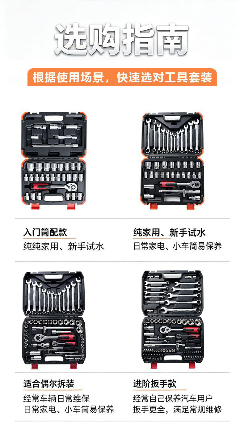 219-piece socket wrench set, combination socket ratchet wrench, car repair hardware tools, auto repair tool box set