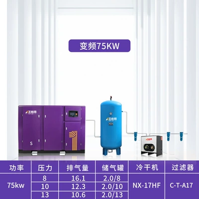 Hava kompressorları Variable Frequency Air Compressor 37Kw75Kw - permanent-magnet-frequency-conversion-75kw-set-air-compressor-cold-dryer-air-storage-tank