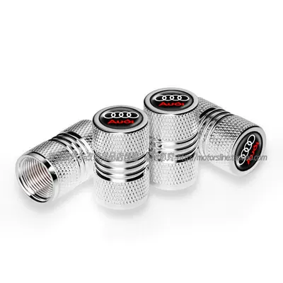 Suitable for Audi Tire Valve Caps A4L A6L Q3 Q5L A5 A7 A8L Q7 S4 Valve Cap Modification (valve) - audi-with-letters-on-black-background-4-silver