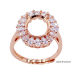 戒指空托925纯银戒托 女开口椭圆8*10mm戒子银饰加工镶嵌配饰