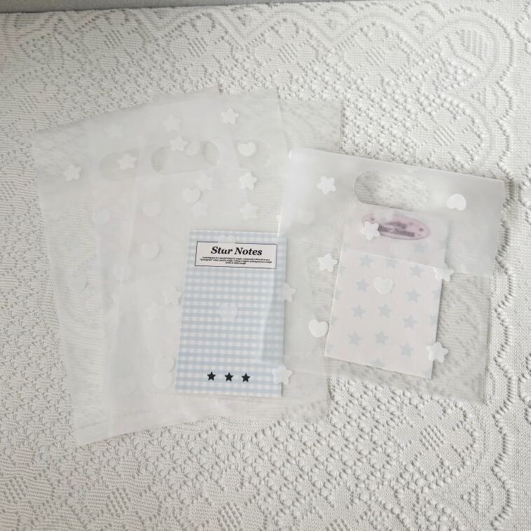 Star Heart-Shaped Jewelry Bag, Flat Pouch, Korean-Style Hairpin, Earrings, Hairband, Hair Tie, Plastic Tote Packaging Bag, Plastic Bag
