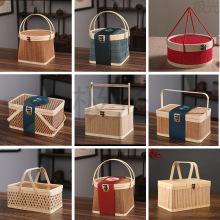 纯手工竹编篮子端午节包装盒粽子礼品盒糕点竹筐手提鸡蛋批发