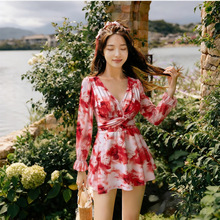 金宏2026年新款女士长袖连体泳衣大码遮肚显瘦保守遮肉聚拢 温泉