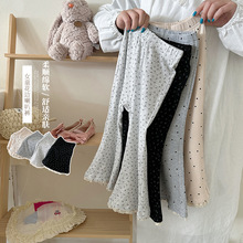 2025春秋新款碎花波点花边喇叭裤休闲百搭女童中小童裤子打底裤潮