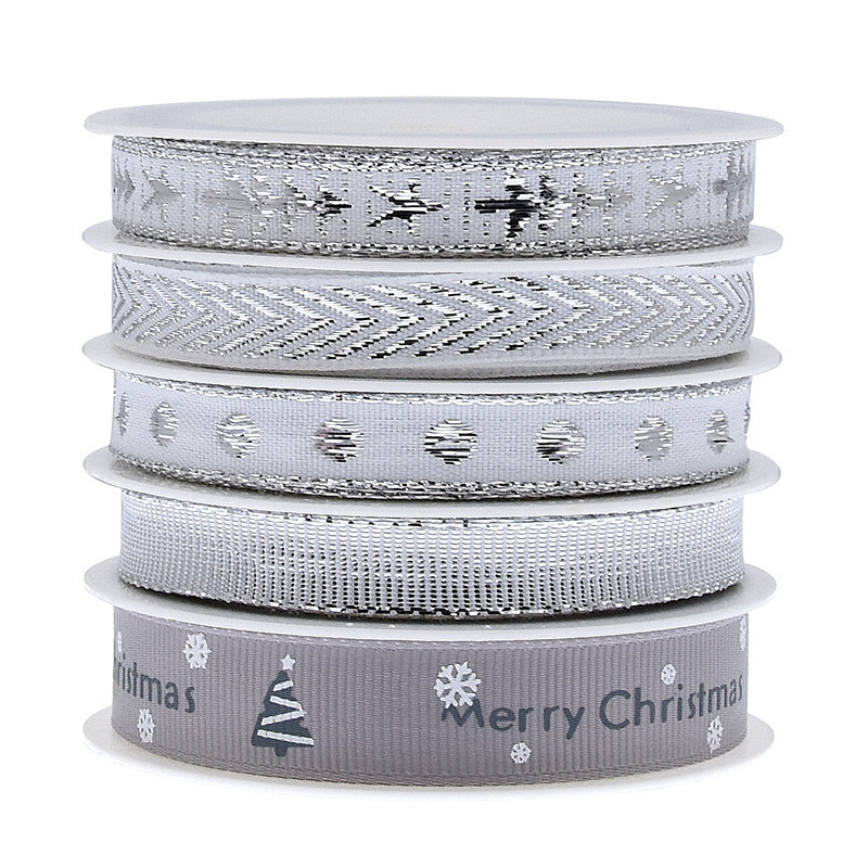 Nuevo paquete de regalo de impresión transfronteriza de cintas de Navidad de decoración de árbol de Navidad bordado jacquard set