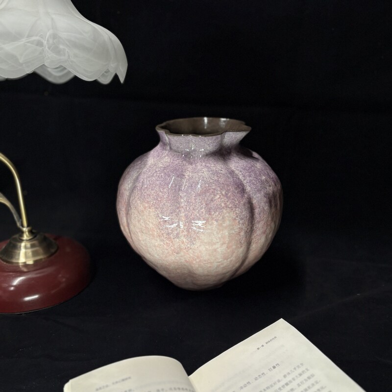 Selected A-Grade Jingdezhen Handmade Ceramic Vase, Purple Clay Original Mineral Glaze, Purple Pumpkin-Shaped Vase, Home Decor Piece