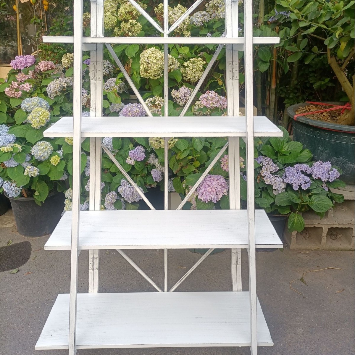 접시 모양의 4 층 선반 화이트