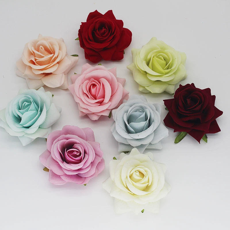 8cm simulation big roll rose silk cloth flower head flowers DIY bottomless support shoes hat wedding jewelry