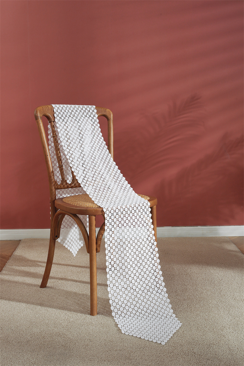 Rustic Romantic White Hollow Floral Lace Table Runner Decor_voghion.com