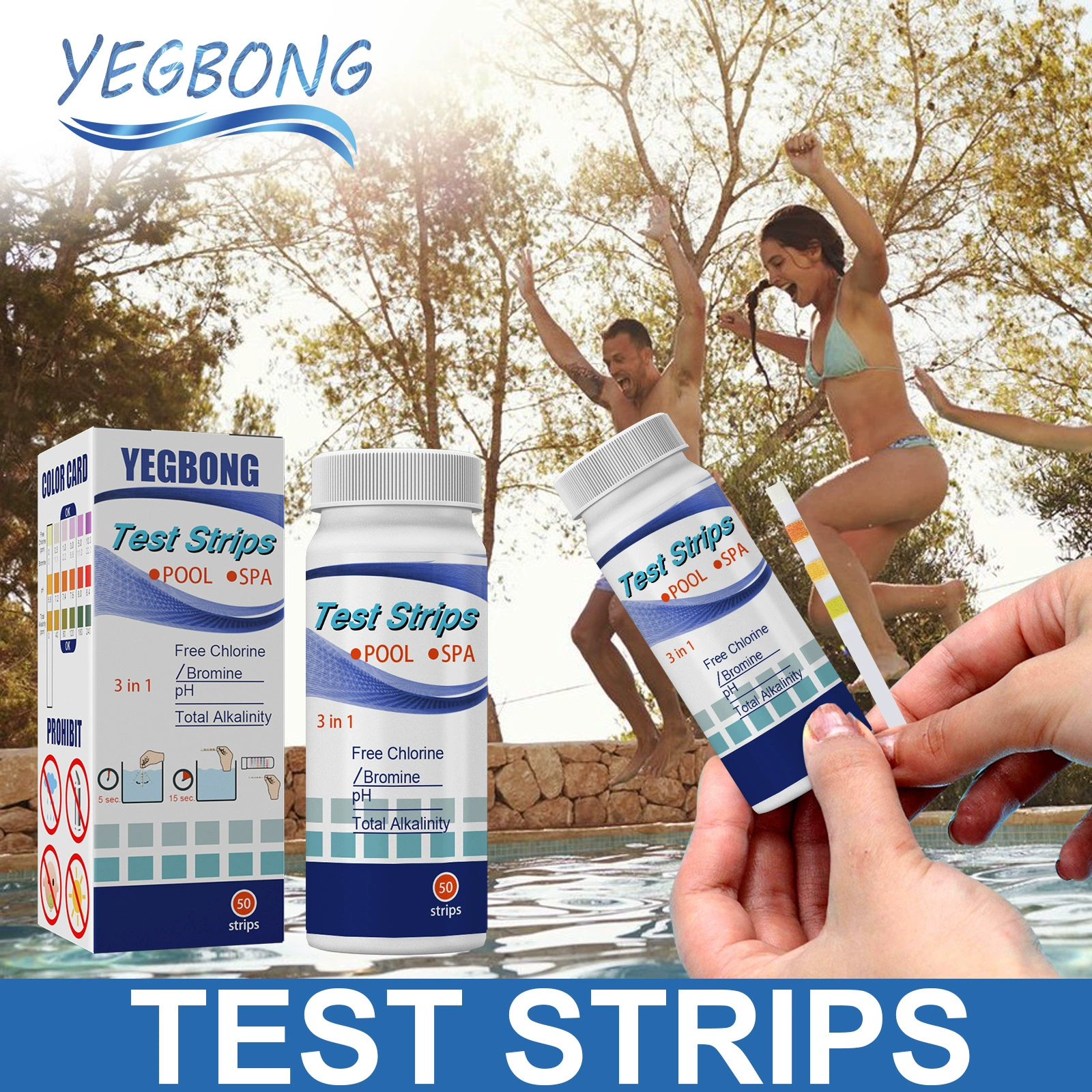 Бассейн Три в одном тест качества воды Бумага скорость остаточного хлора значение pH общая Щелочность общая жесткость