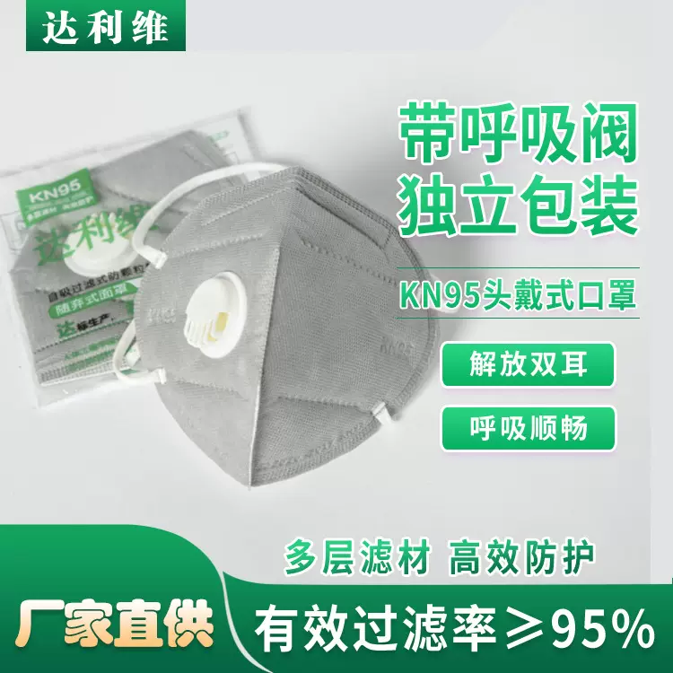 批发头戴式呼吸阀防尘口罩工业防粉尘 kn95 独立包装kn95口罩