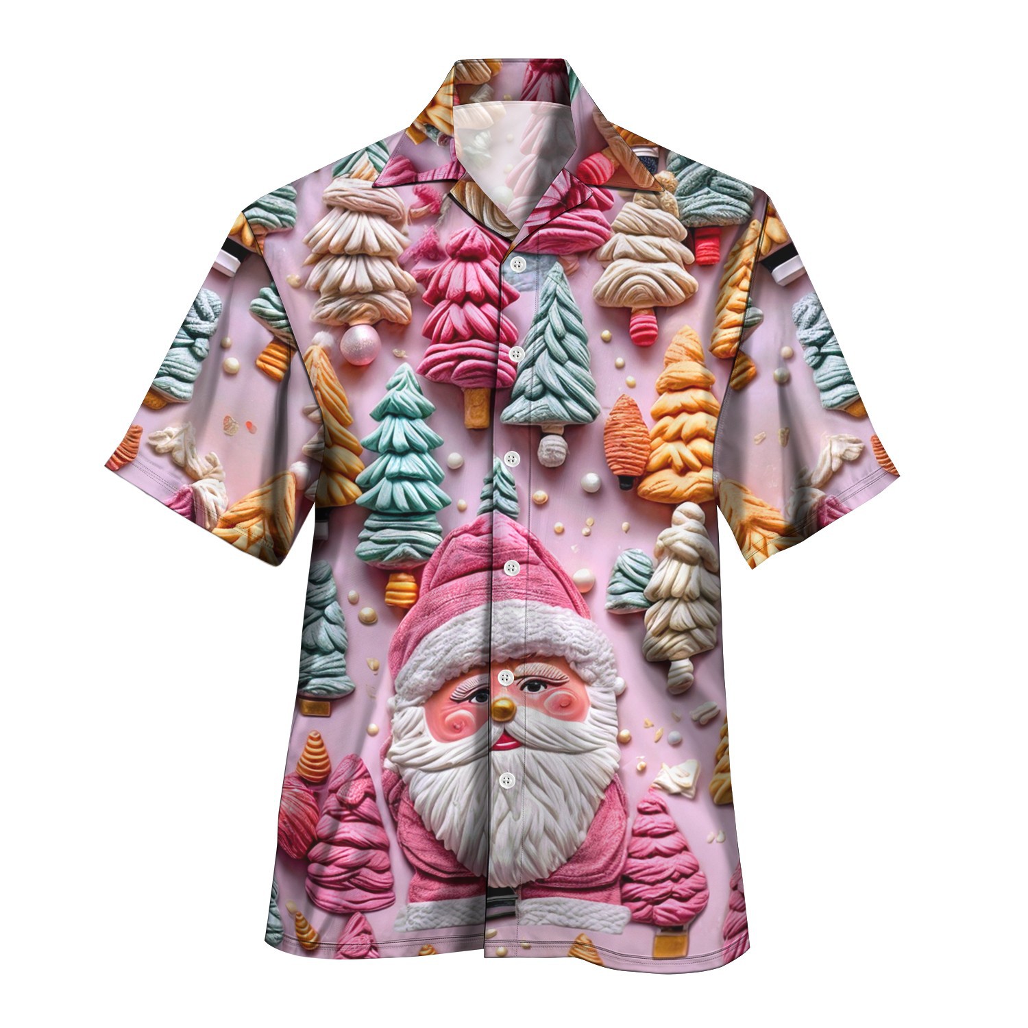 2024 otoño nuevo estilo personalidad colorido contraste color de un solo pecho cuello cubano estampado camisa de manga corta MB33