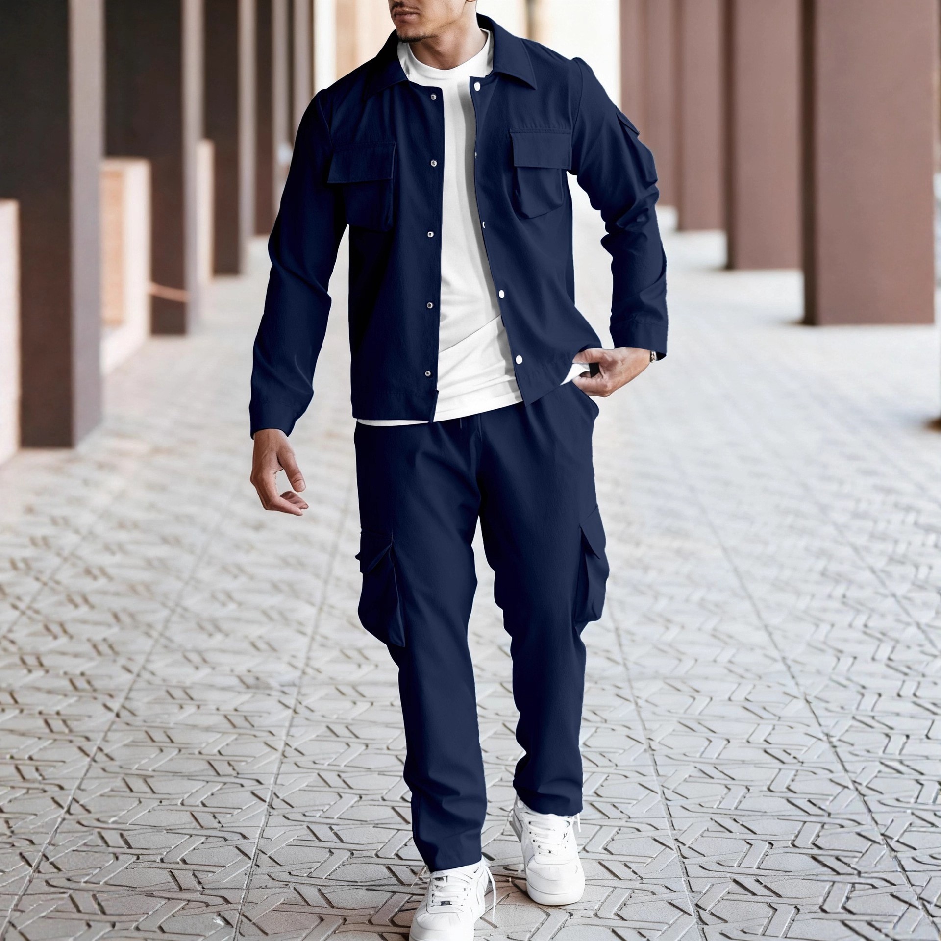 Men's Casual Workwear Jacket And Trouser Set Spring Autumn_voghion.com