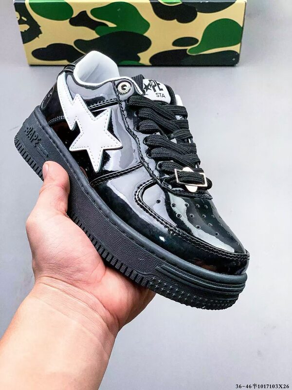 莆田工場直販 BAPESTA SK8 DUNK ストリートトレンド 黒と白のサメ カップル バイブ カジュアル シューズ|undefined