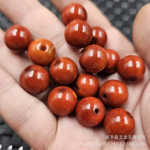 战国红玛瑙圆珠玉石散珠柿子红南红色玛瑙手链项链饰品配件珠子
