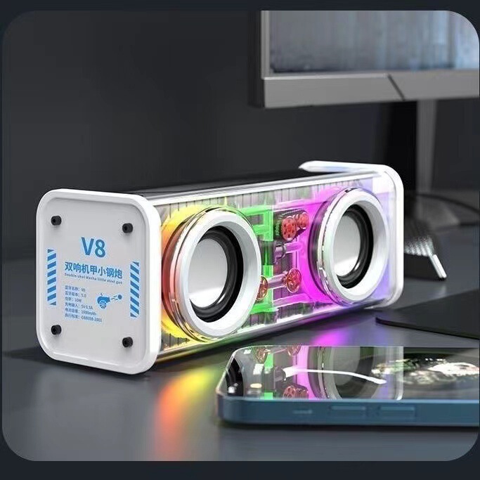 クロスボーダーV1クールな透明RGB照明機甲小鋼砲bluetoothスピーカー屋外無線携帯砲bluetooth音|undefined