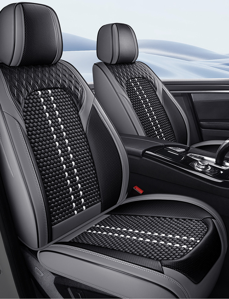 2025 Manufacturer Wholesale New Nappa Leather Diamond Seat Cover Ice Silk Four-Season Universal Car Five-Seater Cushion Seat Cover