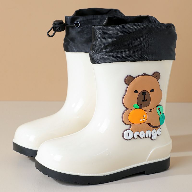 Nuevos niños capibara barril corto impermeable bebé zapatos de lluvia botas de lluvia barril medio para niños y niñas dibujos animados jardín de infantes zapatos de agua