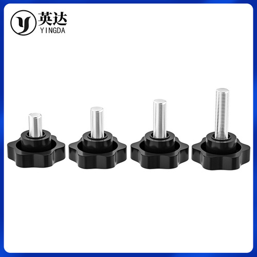 304 stainless steel hexagonal plum blossom handle screw star rubber head hand screw plastic adjustable screw bolt