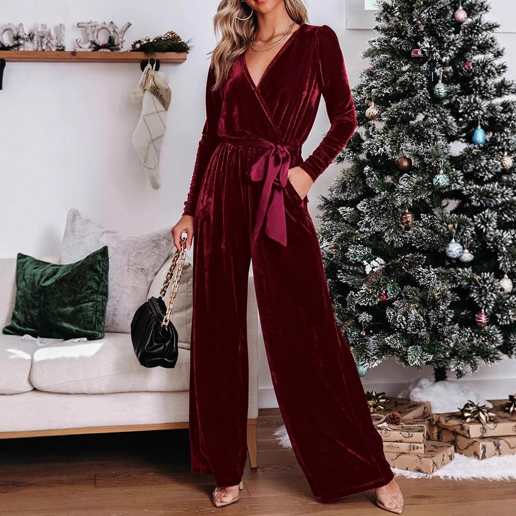 欧美跨境亚马逊独立站时尚纯色修身高腰连体裤