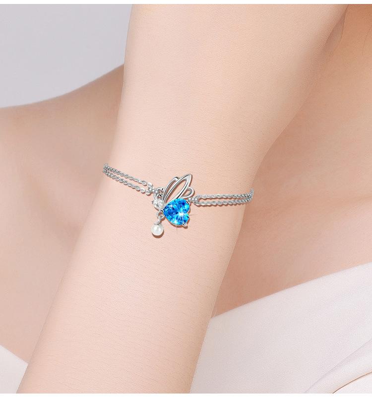 Style Simple Papillon Argent Sterling Incruster Cristal Bracelets display picture 2