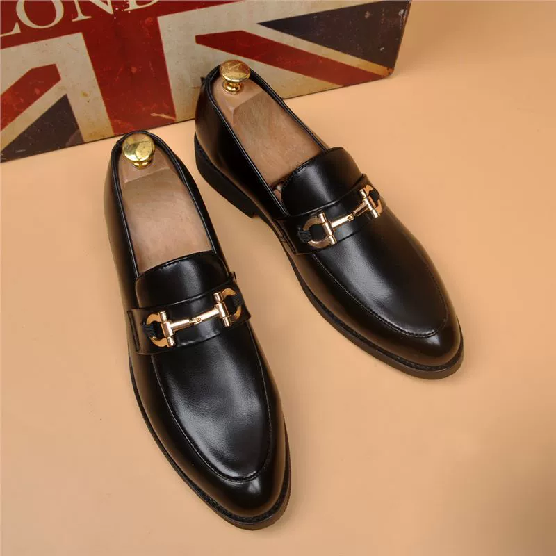 2024 мужская новая молодежная тенденция британский стиль острый бизнес повседневный педаль мужская дышащая кожаная обувь свадебная обувь