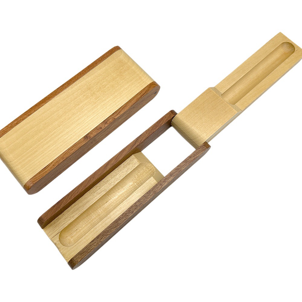 Pluma mar en stock madera maciza Arce madera patchwork caja de la pluma caja de madera giratoria caja de madera conjunto de la pluma de madera grabado LOGO