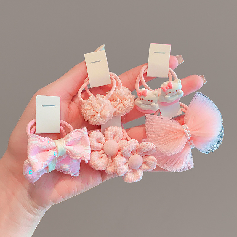 Anillo para el cabello de estilo pastoral para niños Flor para el cabello para niñas Cuerda para el cabello con lazo Trenza para el par Accesorios para el cabello para niñas Goma de verano