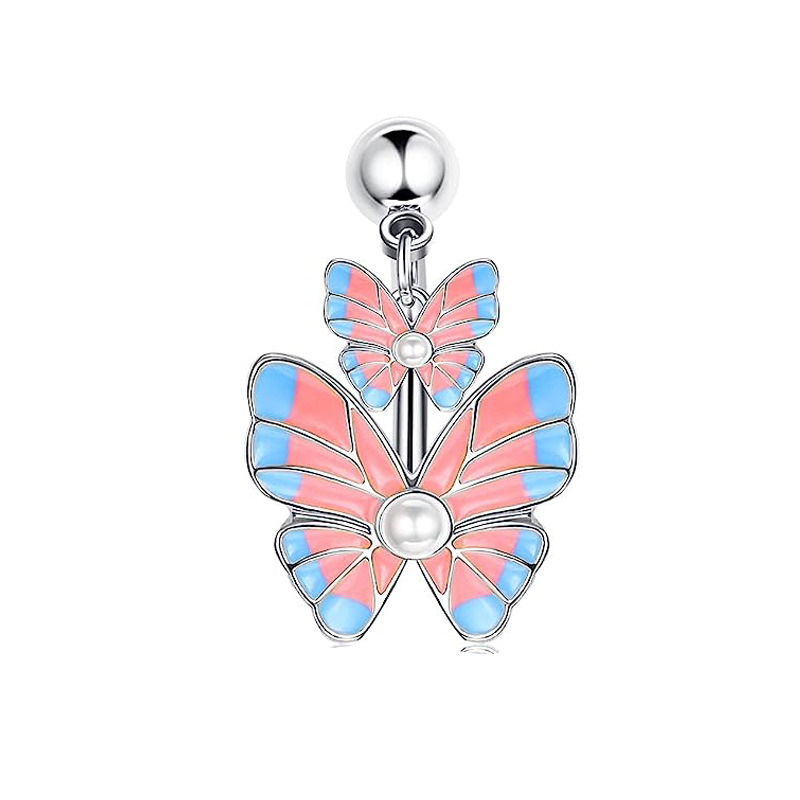14G Navel Ring Blue Glow Star Dangle Belly Button Piercing Jewelry Stainless Steel detail image 11