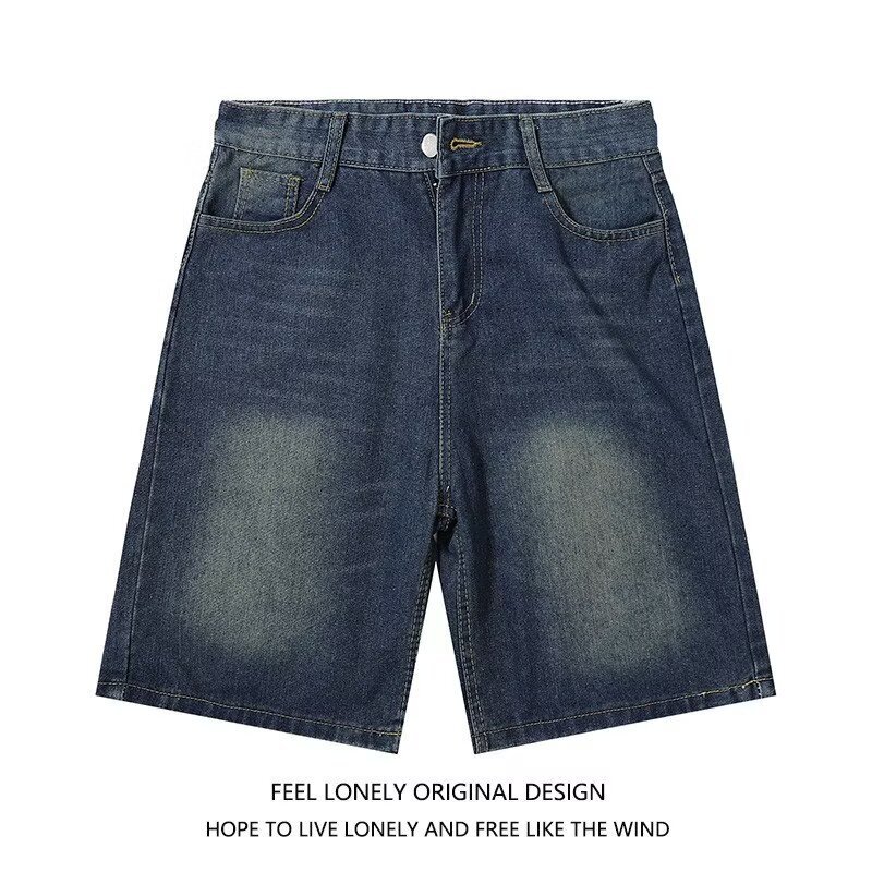 Spring and Autumn Men's Trendy Loose Straight Jeans Heavy Sand-Washed Retro Casual Denim Pants Men's Black Boot Pants