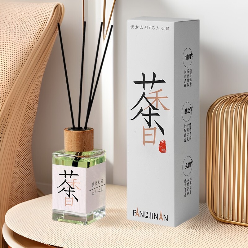 Factory Customized Tea-Scented Flameless Rattan Incense Air Freshener Indoor Bedroom Fragrance Tea-Based Aromatherapy