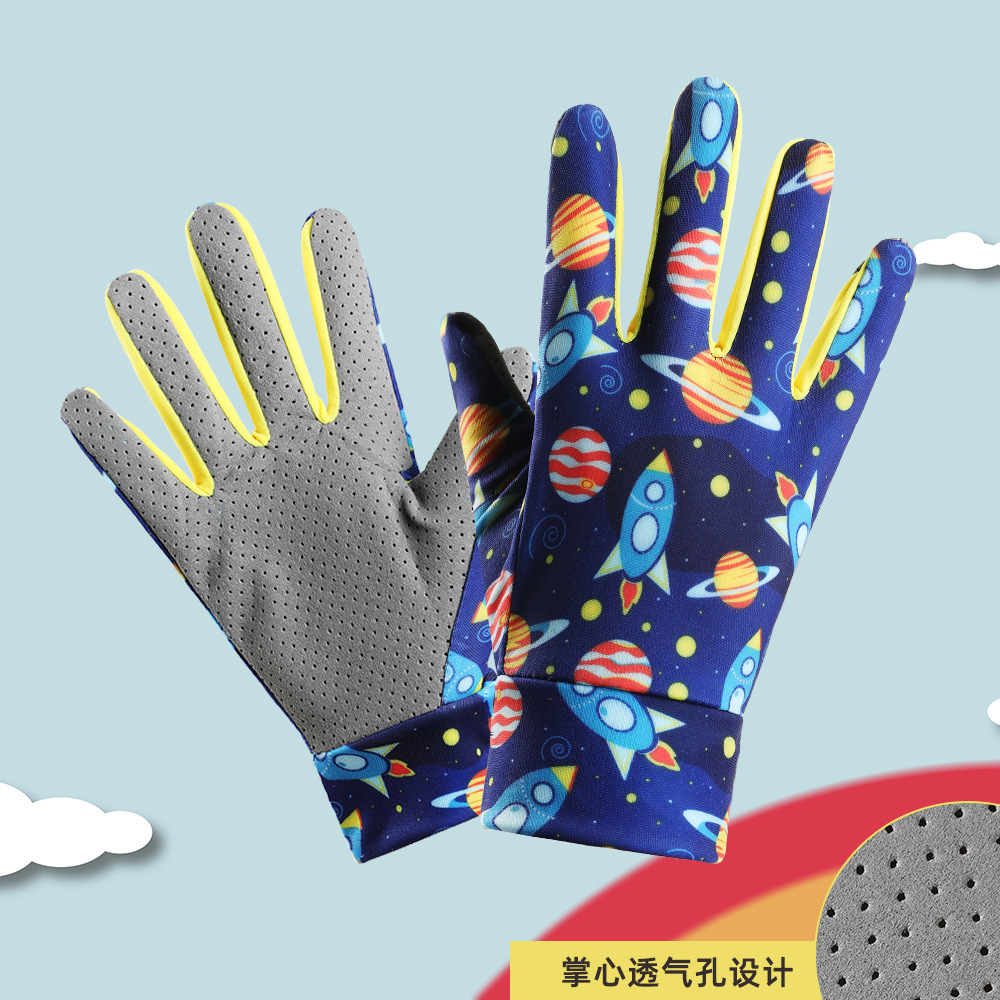 Guantes de equitación para niños dedo largo Delgado verano protección solar niños dibujos animados patinaje sobre ruedas coche deportivo niños y niñas guantes