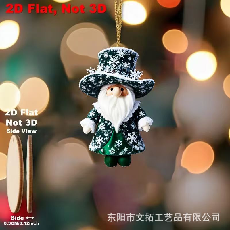 8件套可爱木制圣诞老人挂饰套装圣诞树装饰挂饰节日家居装饰品|undefined