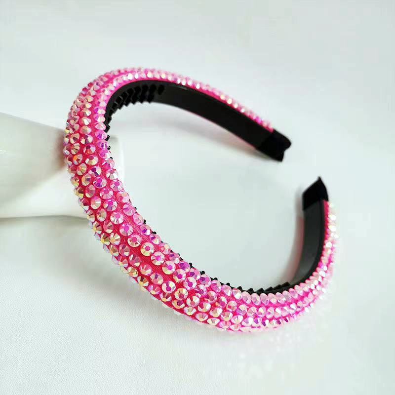 发箍细边水晶多色粉色