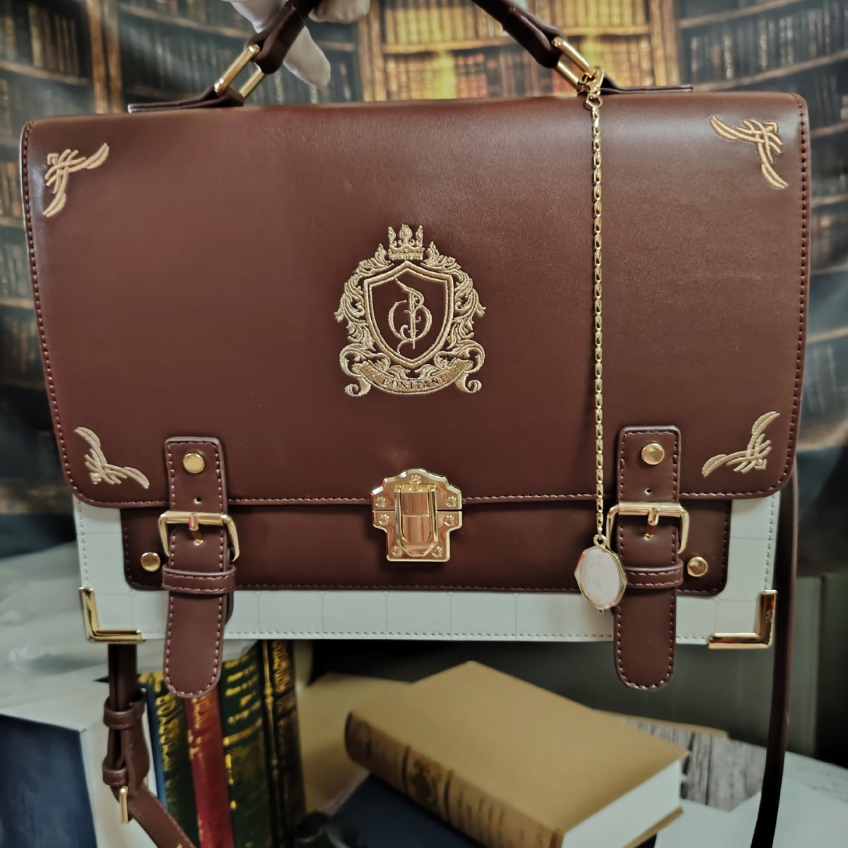 JK British Style Anime Retro Badge Cambridge Bag, Student Shoulder Crossbody Handbag, Versatile Academy Briefcase - Thumbnail 3