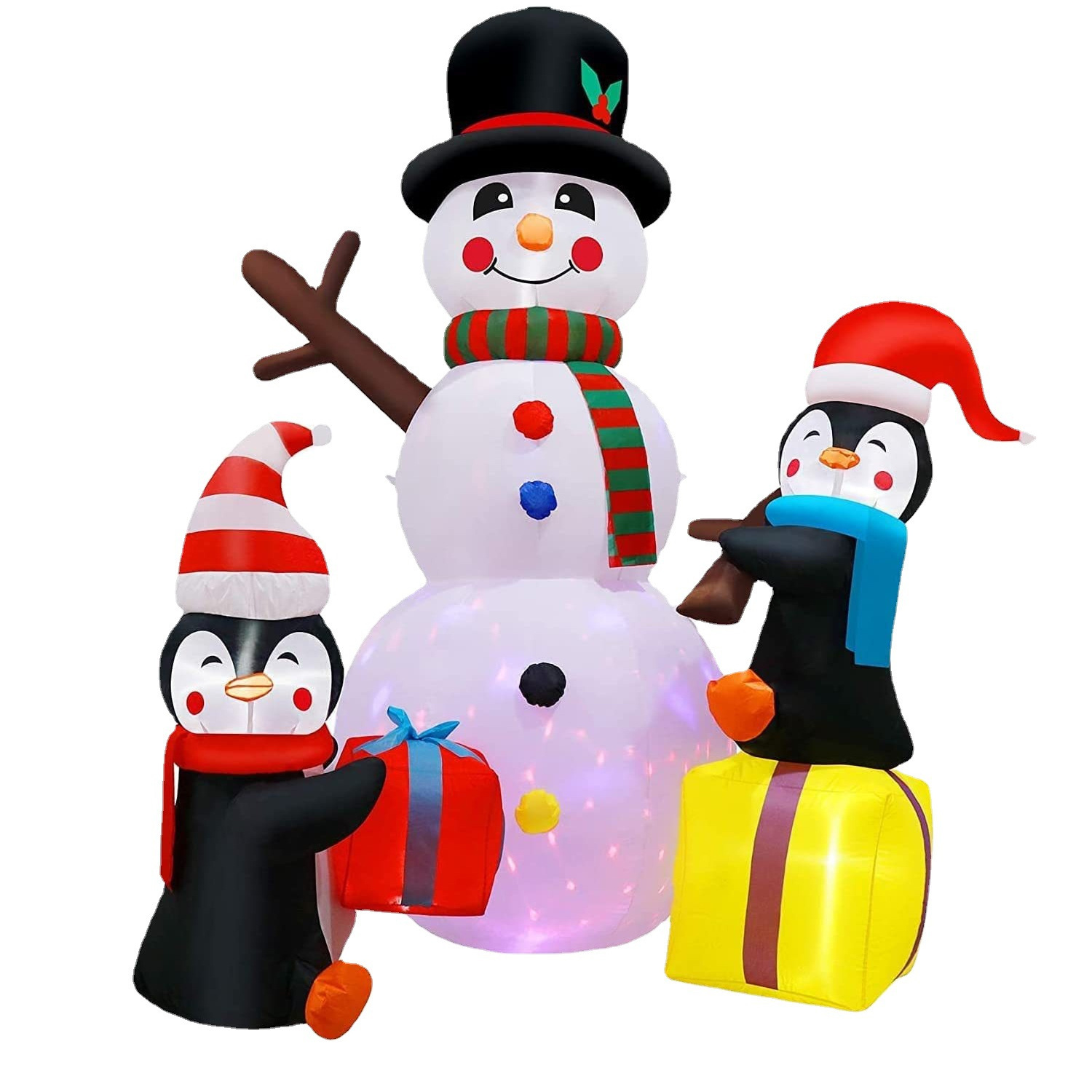 跨境圣诞节充气企鹅雪人气模户外装饰玩具发光商场冬季摆件装饰品