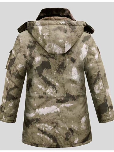 New Camouflage Cotton Coat Men's Winter Mid-Length Thickened Coldproof Army Green Labor Protection Women's Army Coat Cotton Jacket