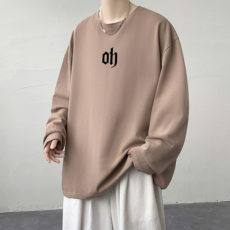 Otoño nuevo estilo de Hong Kong algodón estilo coreano casual ropa superior marca de moda suelta de manga larga Camiseta más el tamaño de los hombres ropa interior entrega