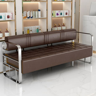 Light Luxury Hair Salon Rest Area Stainless Steel Long Sofa Chair Internet Celebrity Barber Shop Sofa Waiting Chair Exclusive for Hair Salon