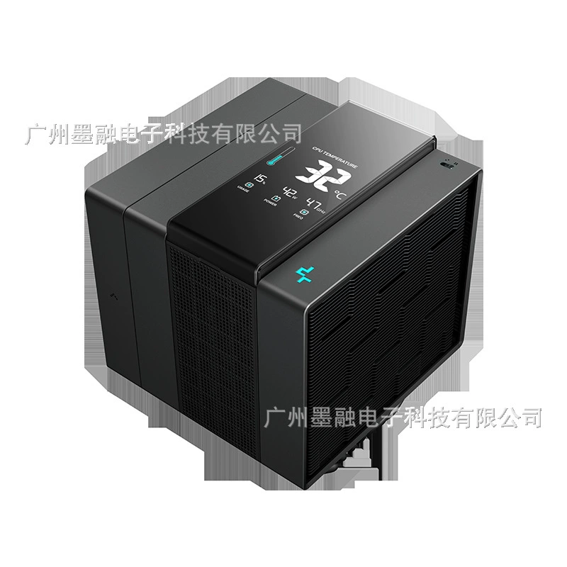 Радиатор Jiuzhou Fengshen Assassin 4 VC с цифровым дисплеем, полностью черный, двойной вентилятор, управление температурой, бесшумный для CPU компьютера