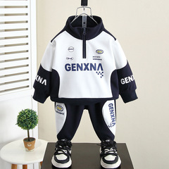 Boys' Spring Outfit Set 2024 New Baby Polo Shirt Sweatshirt Two-Piece Set Cool and Stylish Boy