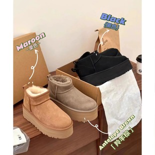Thick-Soled Snow Boots for Women 2025 New Winter Fur All-In-One Short-Tube Snow Cotton Fleece-Lined Thickeneded Outer Cotton Shoes for Women