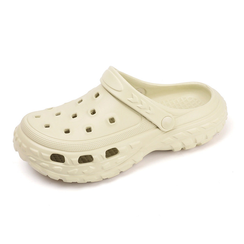 Dép sandal nam bít mũi đế lốp kiểu lỗ thoáng khí, đi biển và sinh hoạt hè — màu kaki, trắng, xám, đen