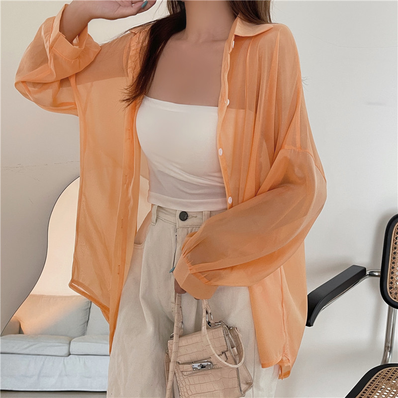 112g Weight Long Sleeve Sleeve Length Single Breasted Placket Type Shirtsleeve Sleeve Type Polyester, Chiffon Fabric Type Regular Top Length Cardigan Tops Type Holiday Occasion Shirt Collar Neckline Loose Fit Type Solid Color Pattern Summer, Spring Season Women's Gender Casual Style Wholesale Women's Casual Solid Color Long Sleeve Blouses 72