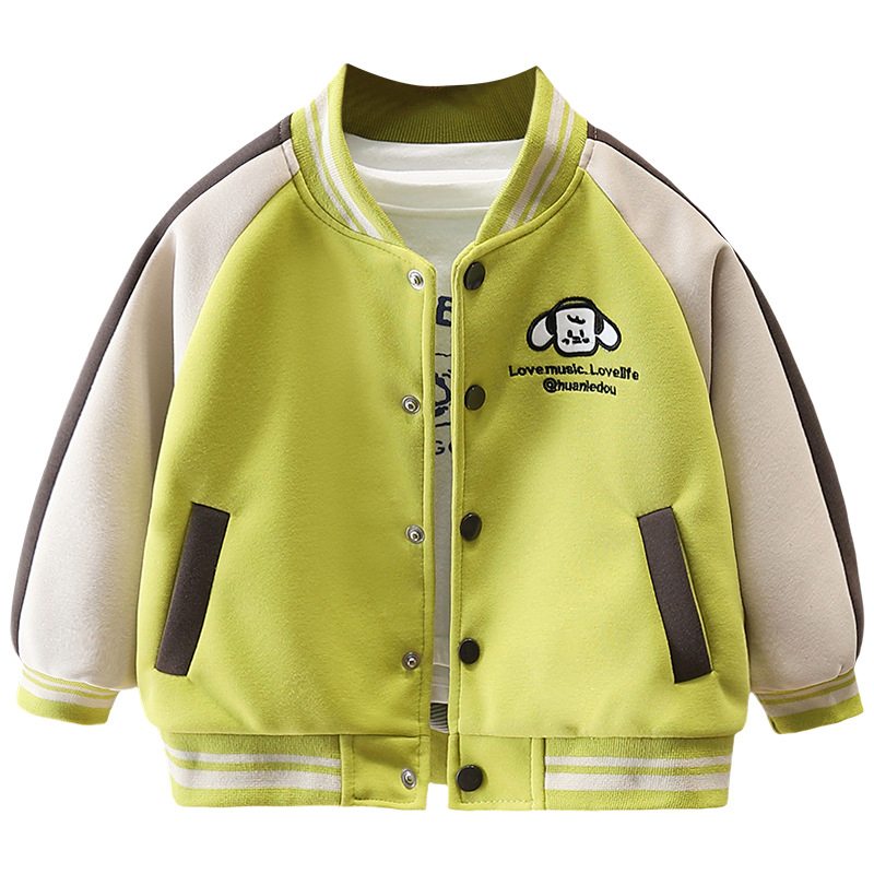 7660 chaqueta de primavera para niños 2025 nuevo chico guapo primavera chaqueta coreana primavera y otoño uniforme de béisbol de dibujos animados