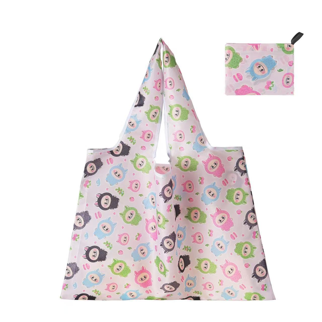 Nueva bolsa de compras plegable de gran capacidad en stock bolsa plegable de Protección Ambiental bolsa de almacenamiento portátil de impresión portátil creativa