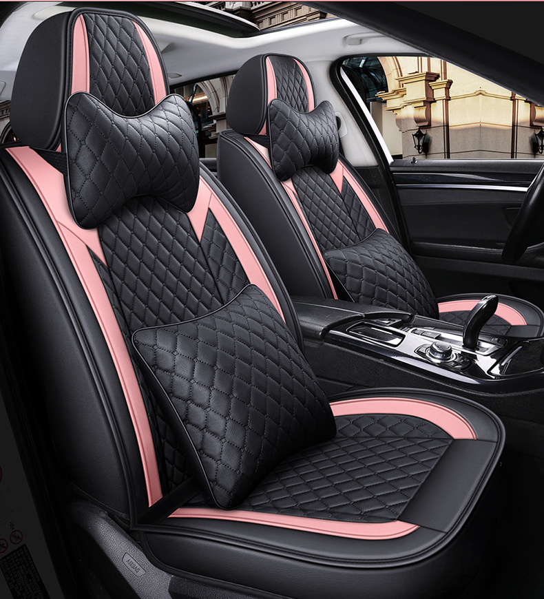 Car Seat Cushion, Universal for All Seasons, Fully Enclosed Seat Cover, New Cartoon Internet Celebrity, Cute Full Leather Seat Cover, Seat Cushion Wholesale